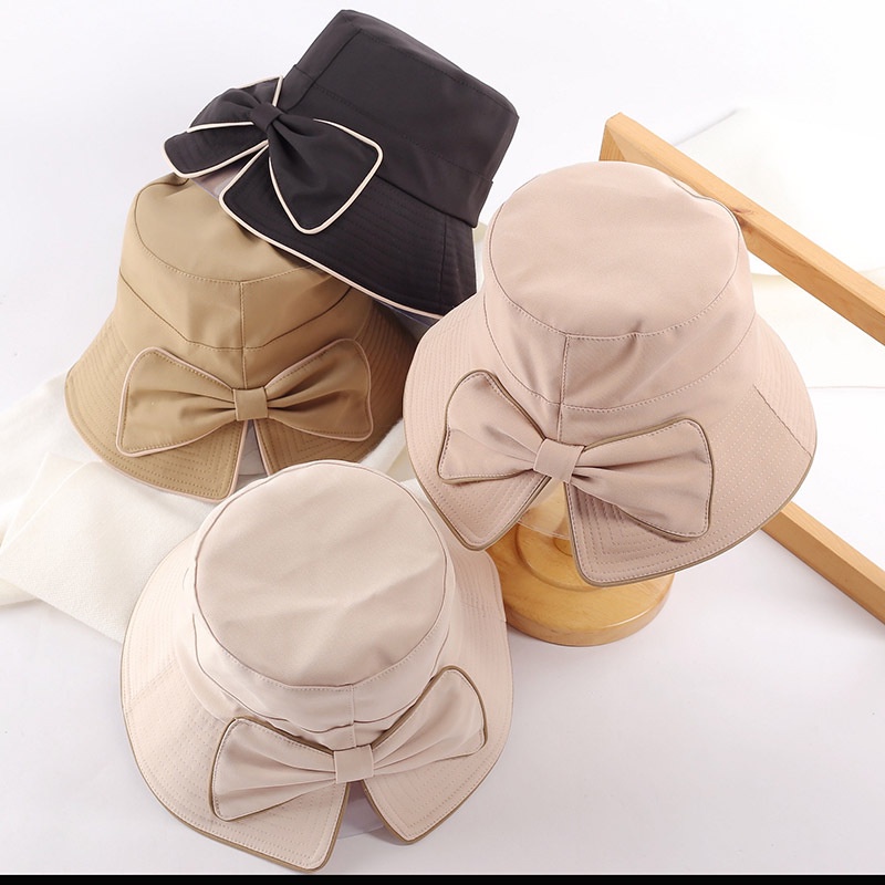 Mũ Bucket Đính Nơ Phong Cách Hàn Quốc Xinh Xắn Cho Nữ