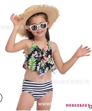 Bộ Bikini 2 Mảnh Họa Tiết Hoa / Chấm Bi Cho Bé Gái