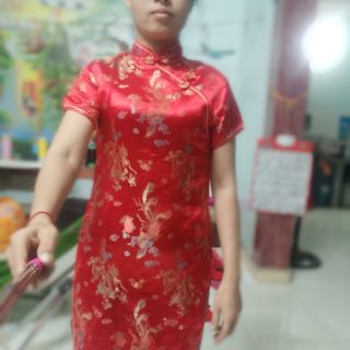 (banoi124) (freeship) sườn xám đỏ