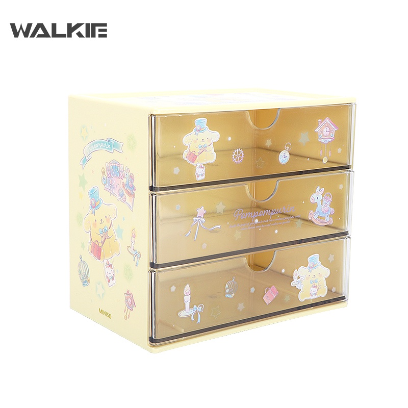 Walkie Sanrioed Cinnamoroll My Melody Kuromi Purin Hộp Đựng Mỹ Phẩm Ba Tầng Hình Anime Kawaii