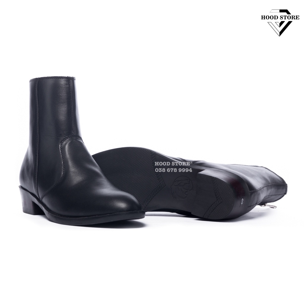 Giày Zip Boot không đai - Da trơn nguyên tấm - Đế cao su đuc nguyên khối + Bảo hành 12 tháng hood hoodvn