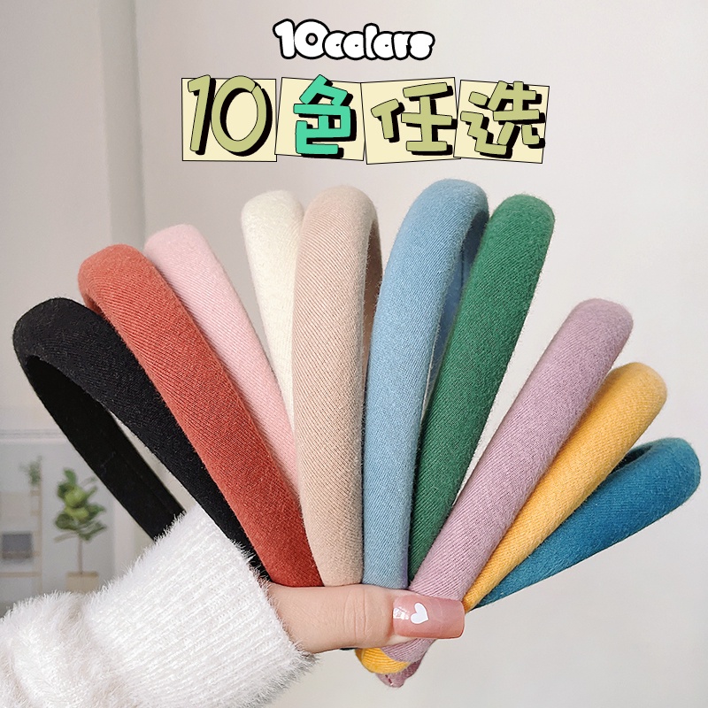 Băng Đô Cài Tóc Bằng Xốp Đệm Nhung Màu Kẹo Thời Trang Cho Nữ