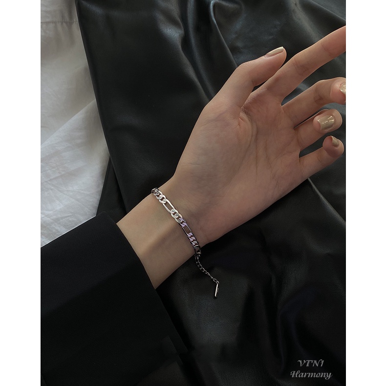 Lắc tay bạc nữ thiết kế mắt xích trơn vòng đơn giản, cá tính, unisex | HARMONY ACCESSORIES VTN1
