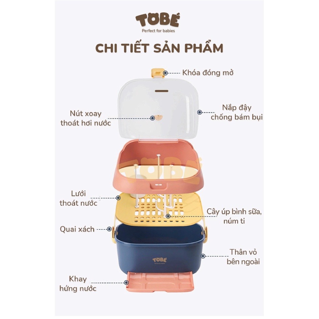 Giá Úp Bình Sữa Tiệt Trùng Có Lắp Đậy Binky Plus chính hãng ToBé an toàn vệ sinh cho trẻ nhỏ