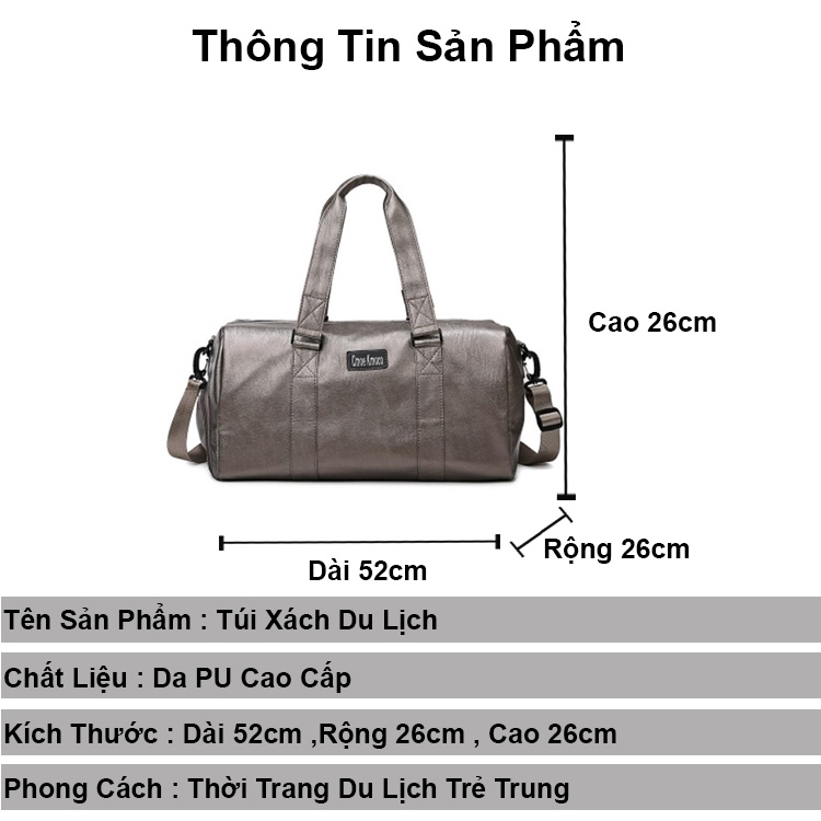 Túi du lịch nam nữ đa năng cỡ lớn ZAJA túi trống du lịch da thể thao thời trang đeo vai chống nước