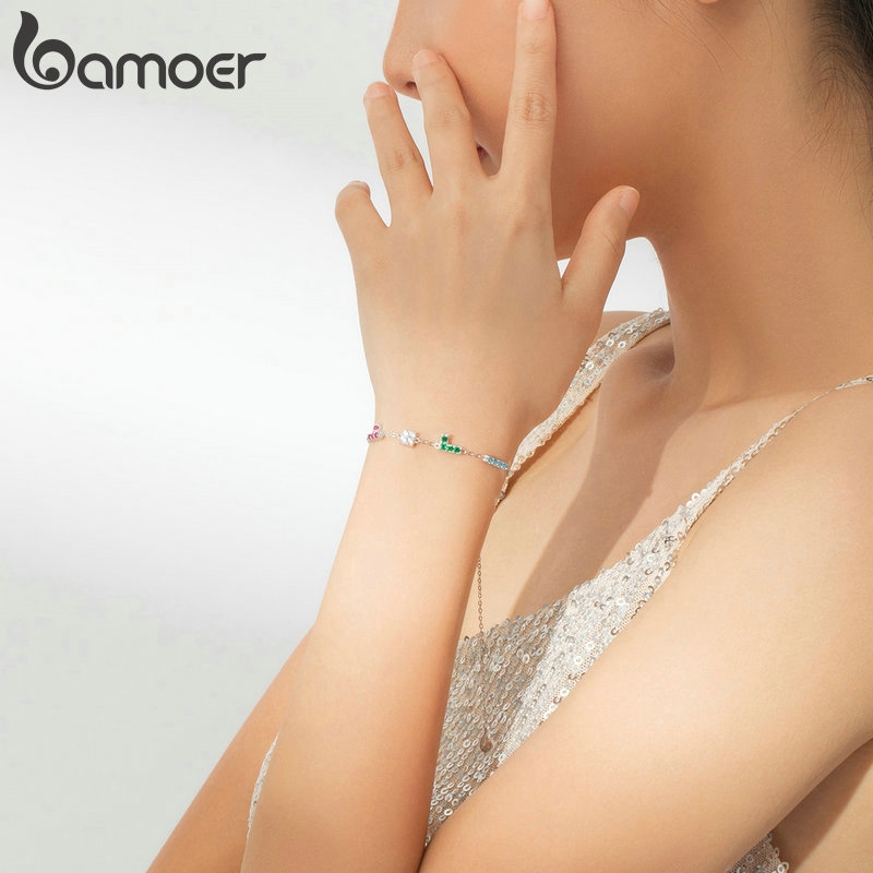 Lắc Tay Bamoer Kim Loại Mặt Hình Khối Xếp Hình Game Cổ Điển Cho Nữ