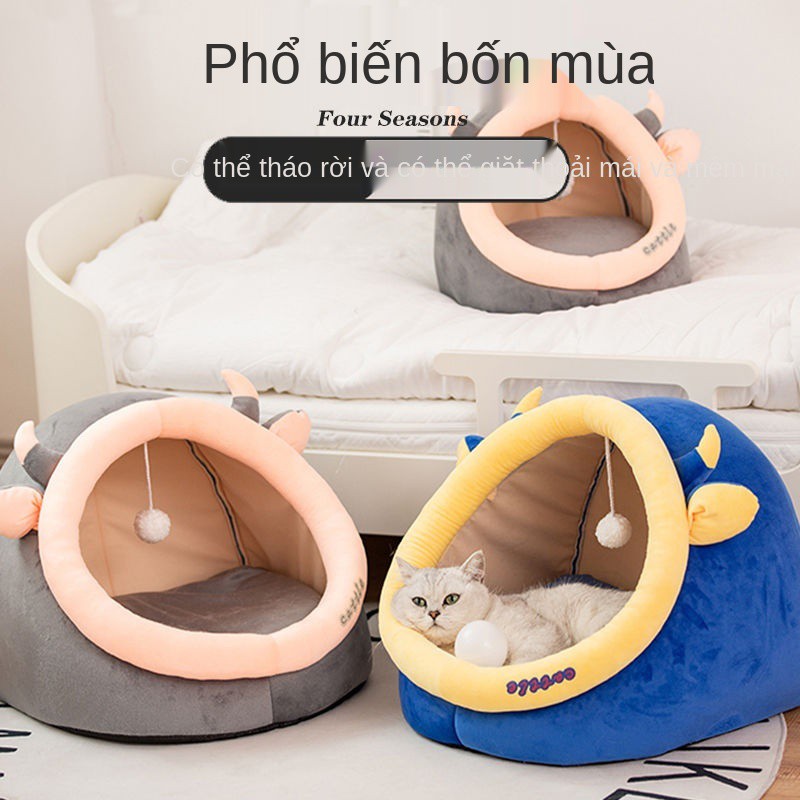 Chất liệu lót chuồng cho mèo bốn mùa chó hè chung cũi giường nhà lưới bán kín thảm đỏ có thể tháo rời và giặ