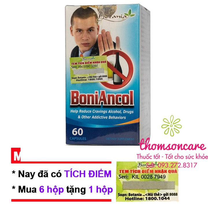 Boniancol - Giải rượu Cai rượu Chính hãng 100% Hộp 60 viên