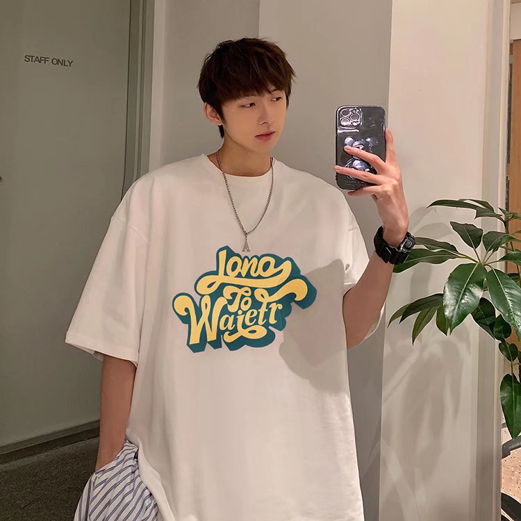Áo Thun Tay Ngắn Dáng Rộng In Chữ Phong Cách Hip Hop Đường Phố Hàn Quốc Thời Trang Mùa Hè Cho Nam Và Nữ M-8XL