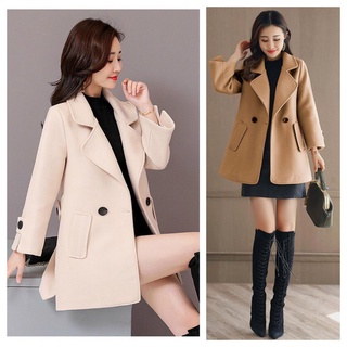 Áo khoác dạ phom dài phối nút cổ vest cực sang by4568