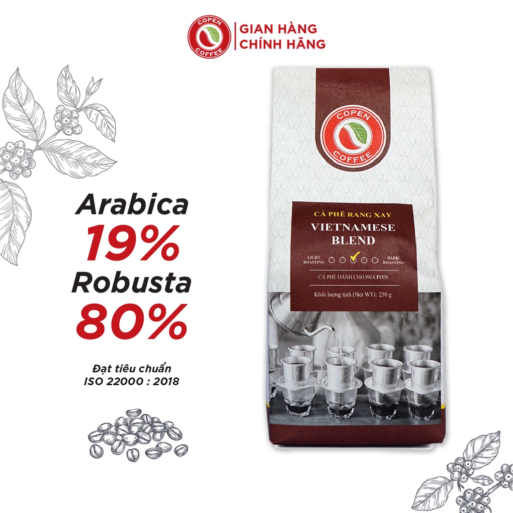 Cà phê rang xay truyền thống pha phin Vietnamese Blend - Copen Coffee - đắng vừa, hương thơm nhẹ, hậu vị sâu - Gó