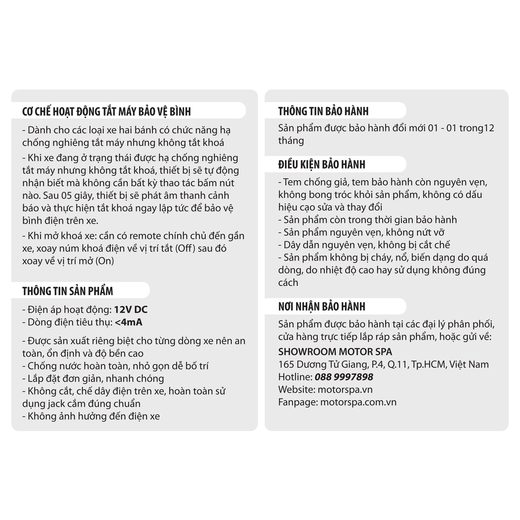 THIẾT BỊ TẮT KHÓA BẢO VỆ BÌNH ĐIỆN CHO CÁC DÒNG XE HONDA TAY GA