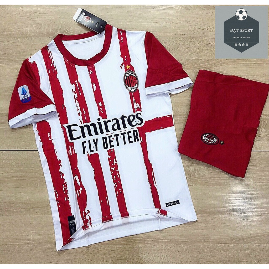 Bộ Áo Đấu  FREESHIP  Quần Áo Bóng Đá CLB ACmilan Sọc Đỏ Trắng - vải thun thái hàng cao cấp L1