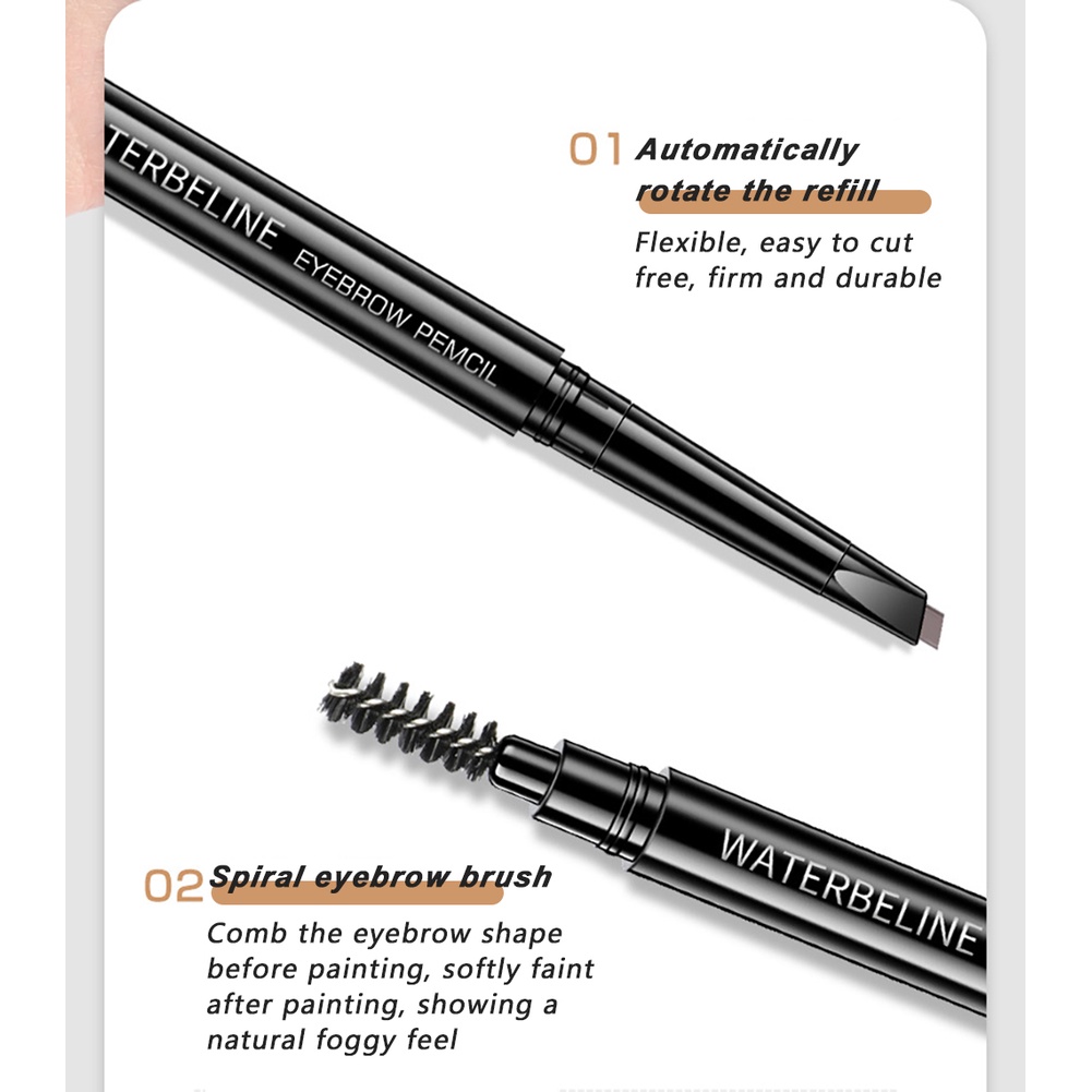 Bút chì kẻ lông mày ANNIES waterbeline hai đầu chống thấm nước và mồ hôi 3D tự nhiên không dễ nhòe cho người mới bắt đầu