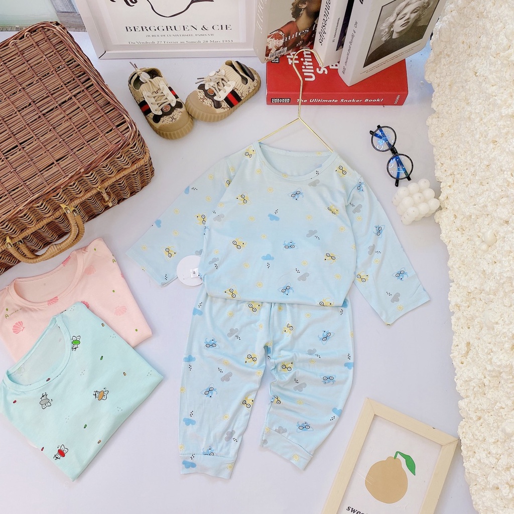 Bộ dài tay thun lạnh Minkymom in họa tiết cho bé tù 5-13kg