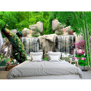 Tranh dán tường 3D tranh trang trí công và thác nước BINBIN PT30