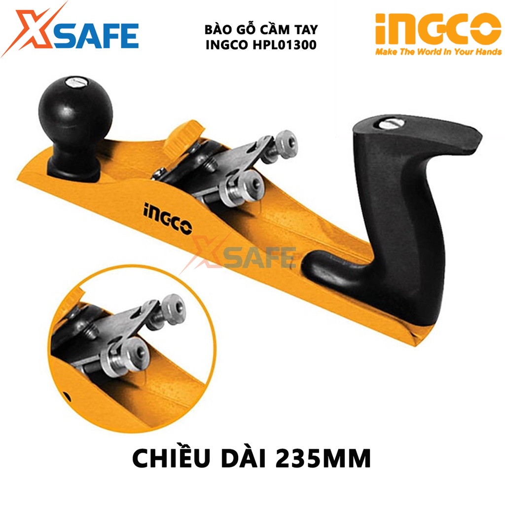 Bào gỗ cầm tay INGCO HPL01300 dài 235mm, chất liệu thép Q195, đóng gói bằng thẻ treo