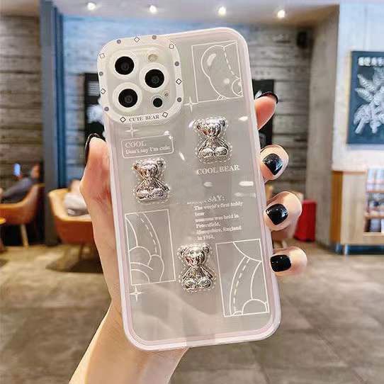 Ốp Điện Thoại Trong Suốt Hình Gấu 3D Cho IPhone 12 13 11 Pro Max X Xs Max Xr 7 8 Plus Hgs4