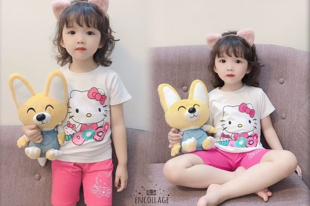 Bộ cotton bé gái cực xinh