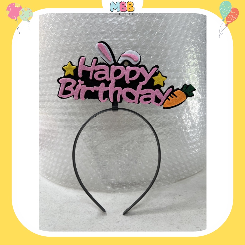 [TPHCM] Bờm Tai Thỏ Chữ Happy Birthday, Băng Đô Cài Tóc, Phụ Kiện Chụp Hình Sinh Nhật - MBBDecors