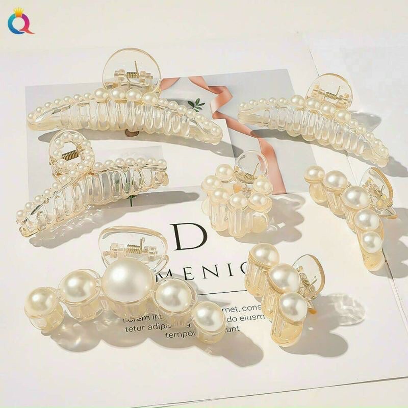 set 7 kẹp tóc đính đá ngọc trai nhân tạo siêu hot