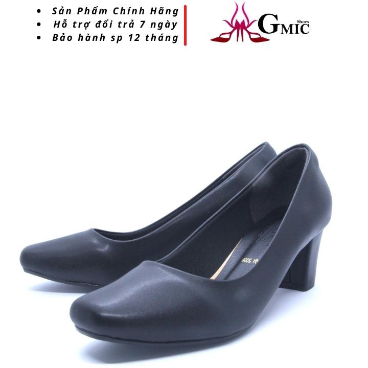 Giày Cao Gót Mũi Vuông Gót Trụ 5 Cm Kiểu Dáng Công Sở Hàng Chính Hãng GMIC 5008.