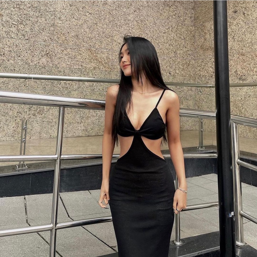 Đầm Body Hai Dây Maxi Cut Out Eo Độc Lạ Phong Cách Sexy Quyến Rũ