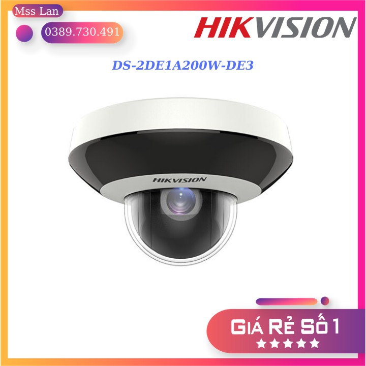 Camera IP Mini PTZ Bán Cầu Hikvison 2.0MegaPixel DS-2DE1A200W-DE3, Zoom Số, Hỗ Trợ Cấp Nguồn Quan Mạng