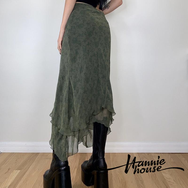 Chân Váy Lưng Cao Họa Tiết Hoa Retro Thời Trang Cho Nữ