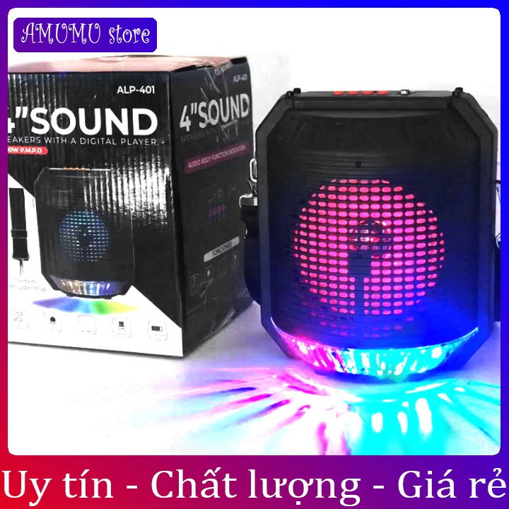 Loa Bluetooth Karaoke ALP 401 Tặng Kèm Mic Hát Có Dây đeo_Bảo Hành Lỗi 1 Đôi 1