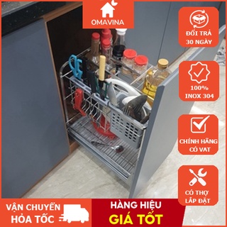 Kệ dao thớt & gia vị ray âm giảm chấn inox 304 chính hãng - bảo hành vĩnh viễn