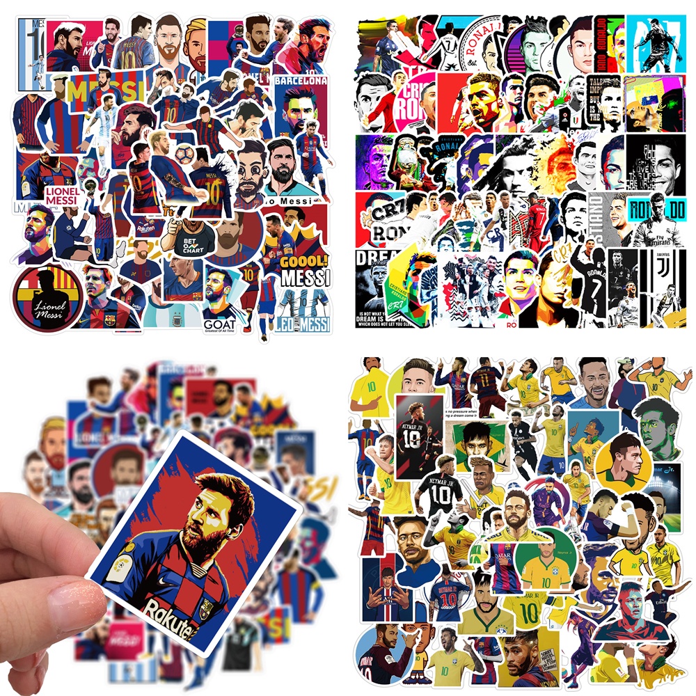 Sticker Bóng Rổ Bóng Đá 50 Hình NBA Kobe Curry James Kyrie Slam Dunk Sneaker Messi Ronaldo Neymar Dán Điện Thoại Laptop