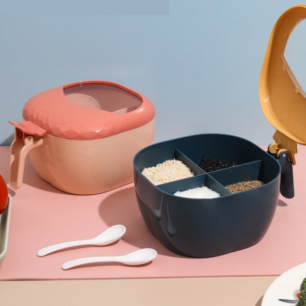 {HÀNG MỚI VỀ}❤️Hộp nhựa đựng gia vị 4 ngăn hình trái thơm siêu cute cao cấp tiện ích đồ dùng nhà bếp❤️