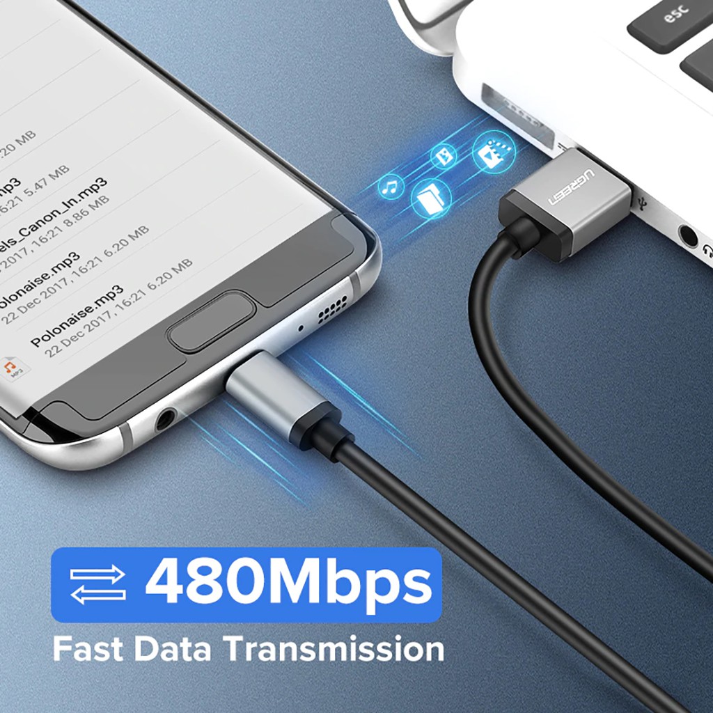 Cáp Sạc Micro USB Hỗ Trợ Sạc Nhanh Cao Cấp UGREEN US134