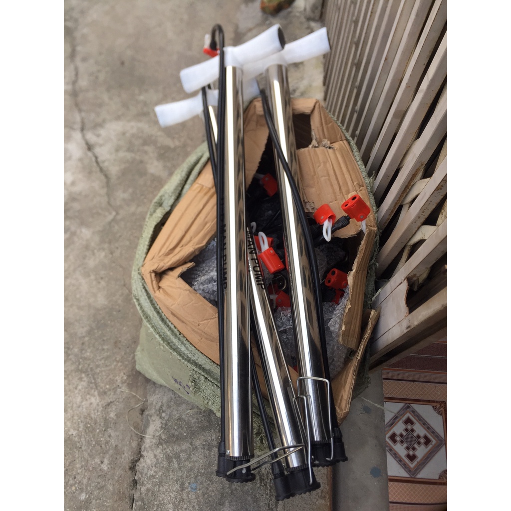 Bơm xe đạp xe máy thân inox loại tốt