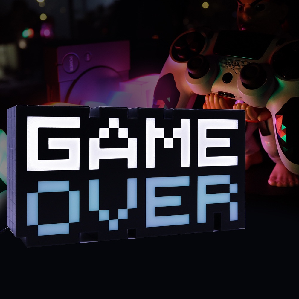 Đèn LED Trang Trí Game Over Để Bàn Máy Tính Có Cảm Biến Âm Thanh, Nháy Theo Nhạc