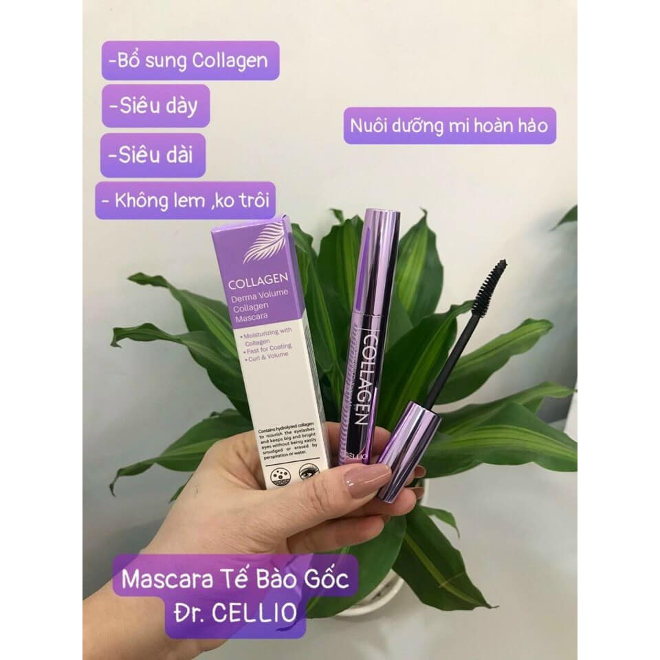 Mascara tế bào gốc dưỡng mi, make up giúp mi dài và dày Dr Cellio Dermal Volume Collagen &amp; Hyaluronic  - HONGS BEAUTY