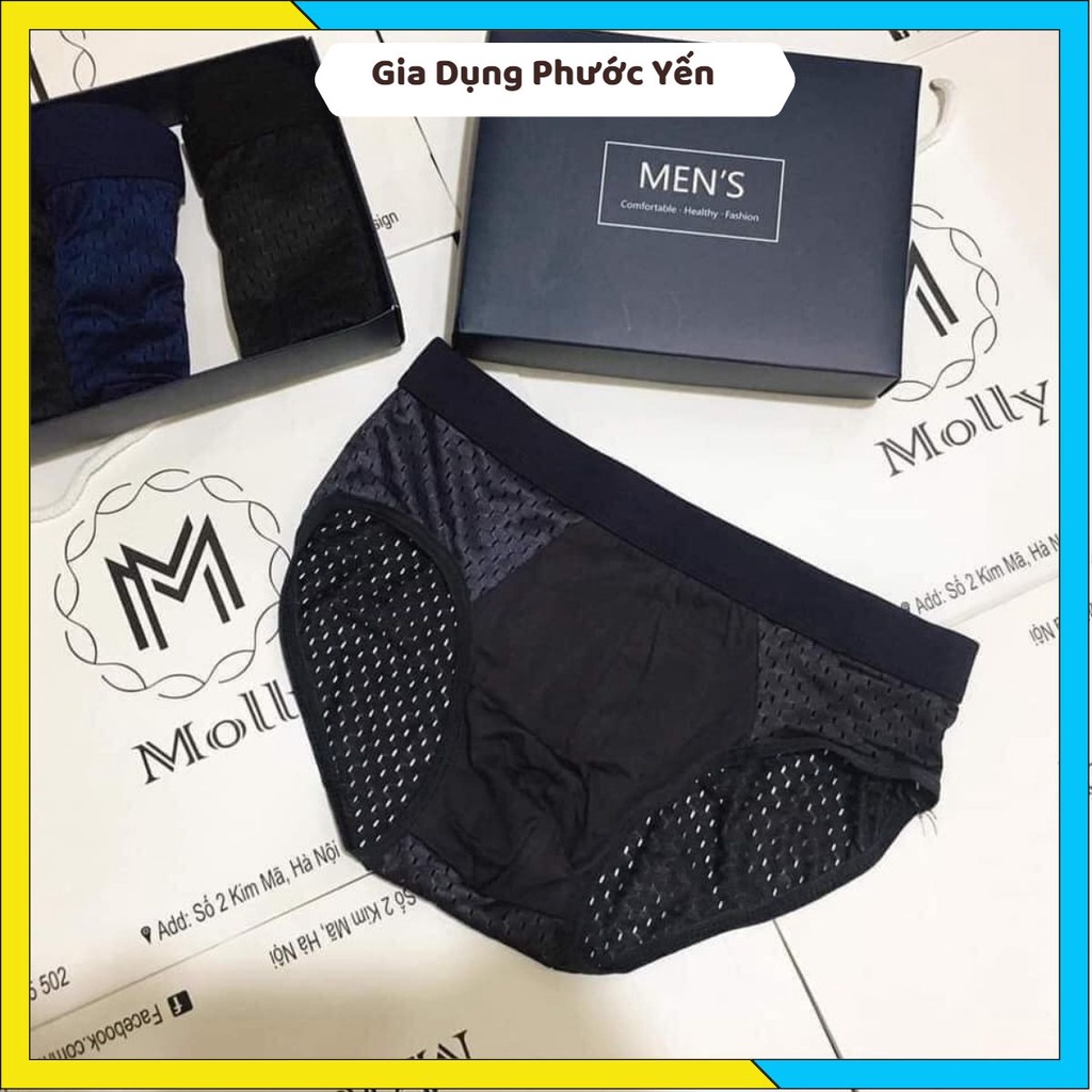 Hộp 4 quần sịp Men thông hơi cạp 2cm