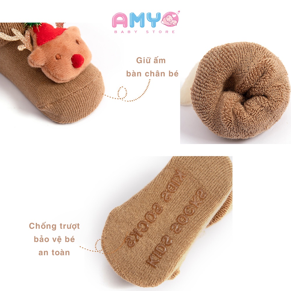 Vớ noel cho bé tất chống trượt bé gái bé trai mặc cùng set đồ giáng sinh AMYO 12.VCT01.04-1