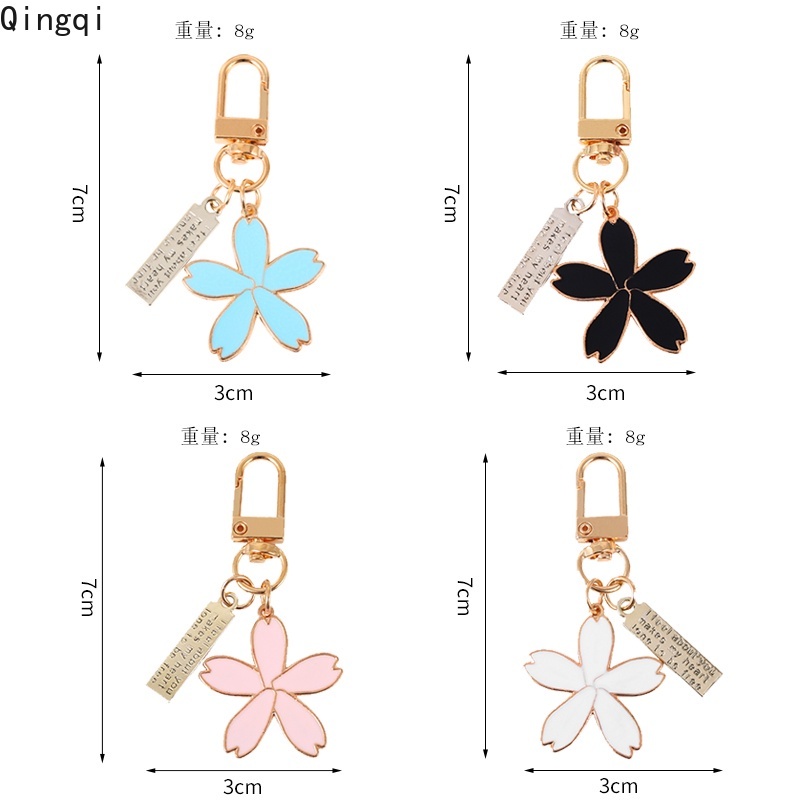 Móc khóa Miss Zoe kim loại hình bông hoa màu xanh dương/ trắng/ hồng/ đen dành cho cặp đôi/ bạn bè