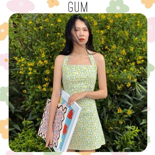 Váy yếm hoa nhí mini cột nơ dáng A Loralen Dress by Gum - Gum Tailor | BigBuy360 - bigbuy360.vn