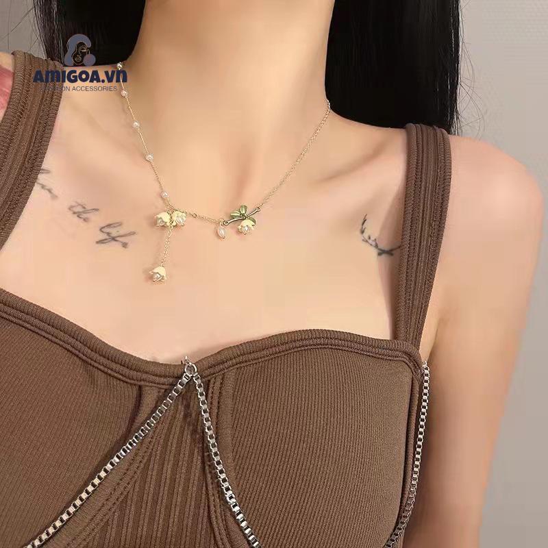 ✨✨Bông Tai Hình Hoa Lan Đính Ngọc Trai Thời Trang Mùa Xuân Cho Nữ