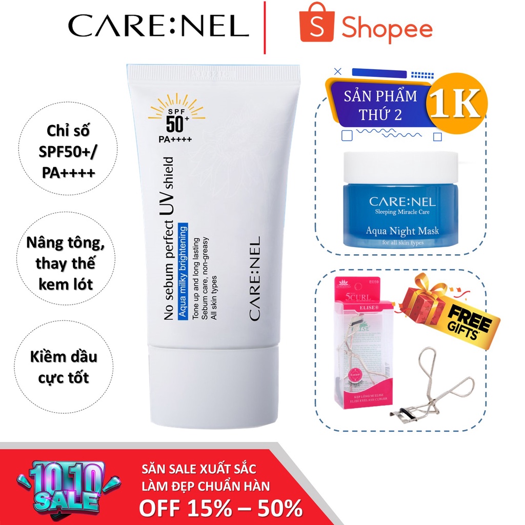 Kem chống nắng Care:nel  No Sebum Perfect UV Shield SPF50/PA++++ 50ml