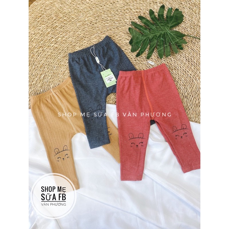 goodmama quần legging bé gái len tăm 3m-24m