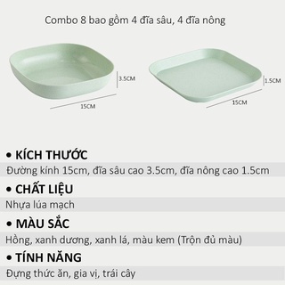 Set 8 cái đĩa lúa mạch