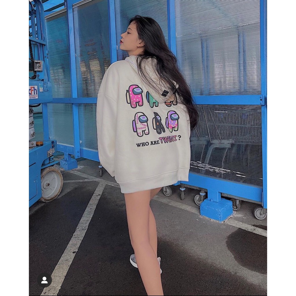 Áo khoác nỉ bông nam nữ form rộng unisex hoạt hình có mũ  Áo sweater ulzzang màu trắng có khoá kéo freeship sale