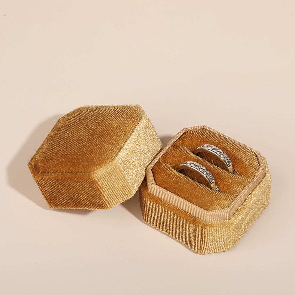 Hộp Đựng Nhẫn Cưới Hình Bát Giác Có Nắp Tháo Rời Được Phong Cách Vintage