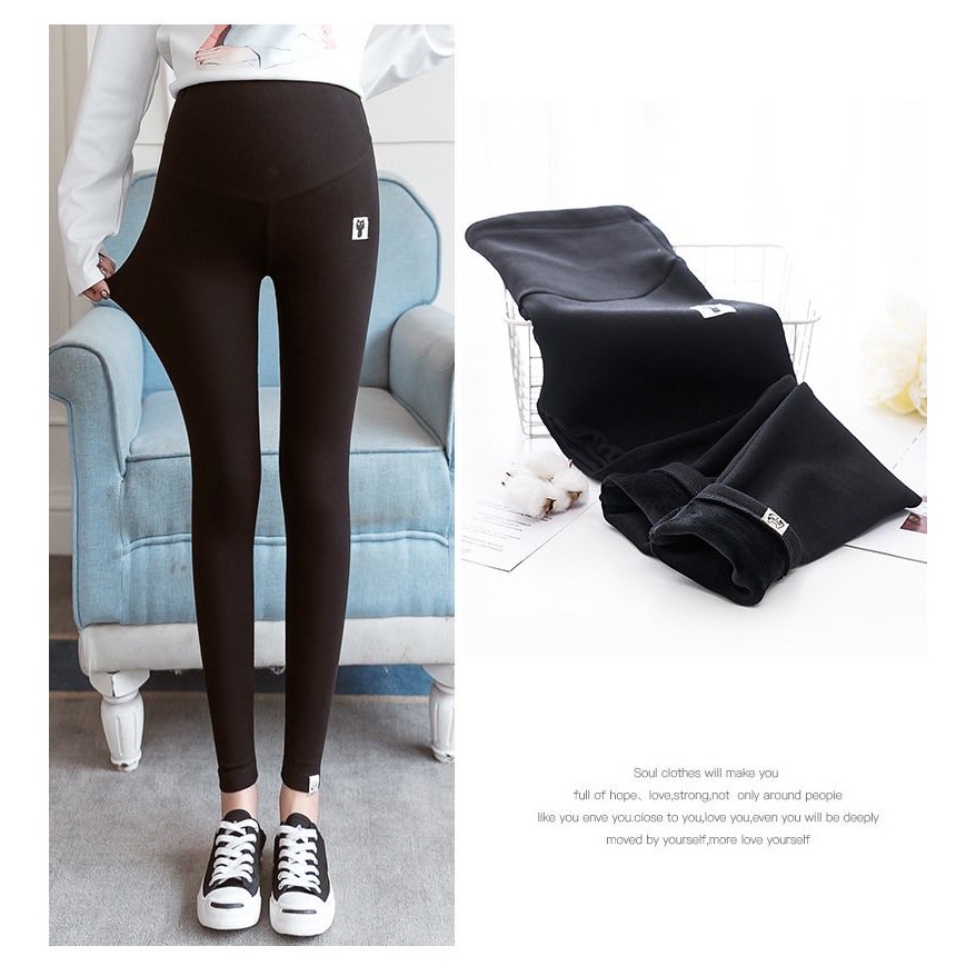 Quần Legging Bầu lót lông siêu ấm, Hàng đẹp có đáp bụng và chun rút điều chỉnh