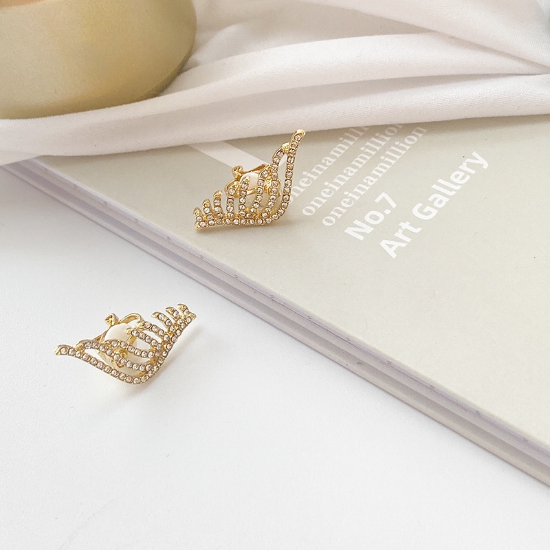 Khuyên tai kẹp không bấm lỗ chốt cố định K175 bằng hợp kim mạ vàng hình cánh chim đính đa dáng ngắn Leous Accessories