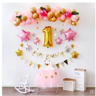Set trang trí sinh nhật mẫu đơn giản